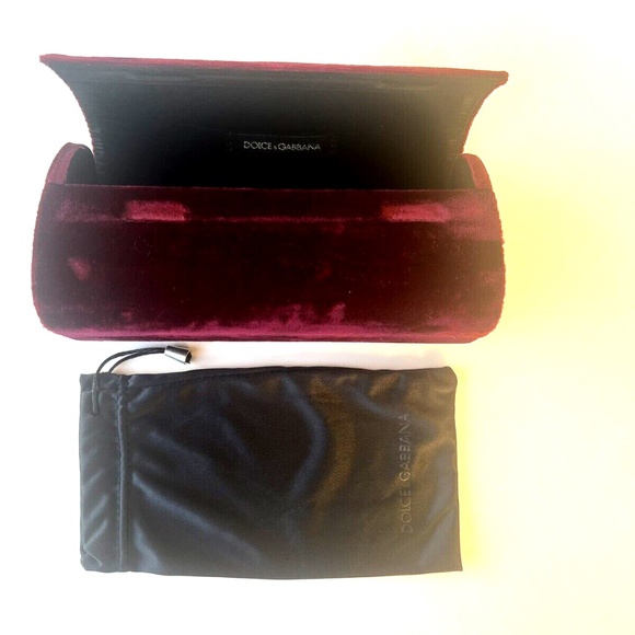 NEW DOLCE & GABBANA Sunglasses Glasses Hard Case Burgundy Velvet with Pouch - Picture 6 of 6